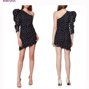 Bardot Black & White Floral Lace One Shoulder Mini Dress